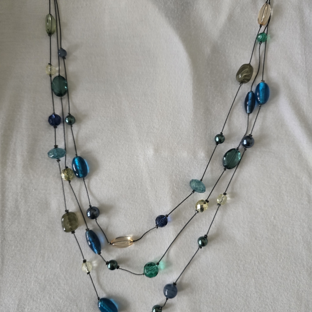 Lia Sophia Blue and Green Beaded Necklace